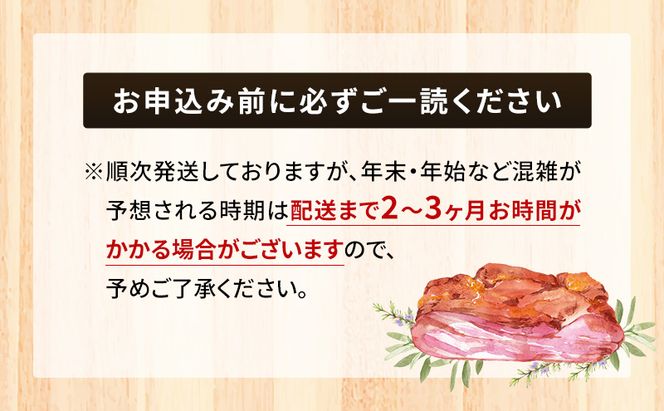 定期便 全3回 / 十勝の無添加豚 ベーコンブロック900g 計2.7kg［うらがみミート］ 無塩せき 保存料・結着剤不使用【 ベーコン 肉 豚 国産 惣菜 おつまみ 料理 燻製 加工品 北海道 十勝 幕別 】