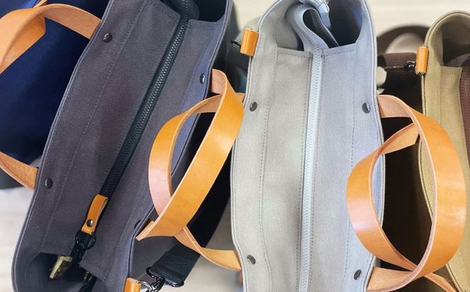 【色が選べる】 ファスナー仕切り付き 帆布ショルダーバッグ ポーチ・マルチストラップ付き 3点セット 糸島市 / 清田帆布（清田智数）【いとしまごころ】 かばん 鞄 バッグ[AWZ003]