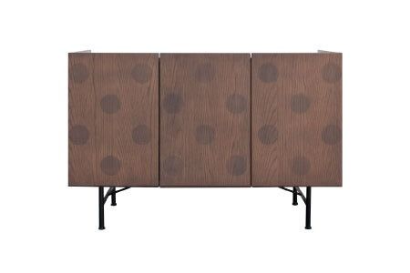 フォーグ 120サイドボード【リビングボード キャビネット リビング収納 水玉模様 収納 完成品】(H062254)