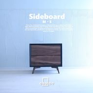 木製 サイドボード キャビネット ナイトテーブル (天然木 ウォールナット) ブラック BOX：M/LEG：S/2段