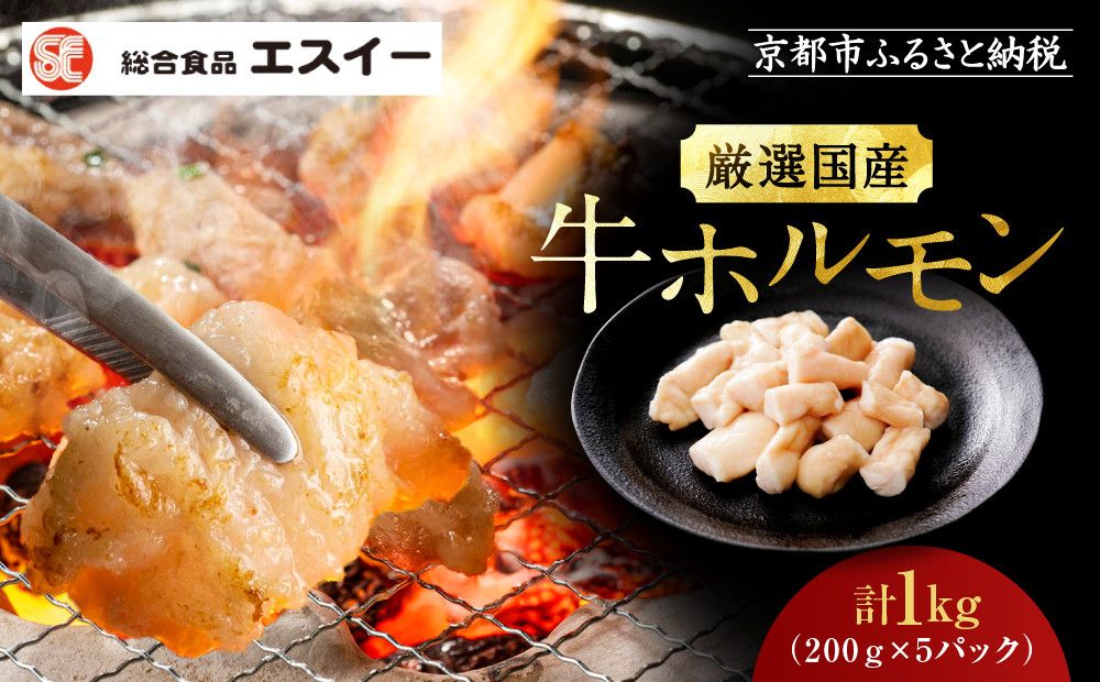 [エスイー]厳選国産牛ホルモン200g×5パック 計1kg[ 京都 食肉卸 自慢の肉質 ホルモン もつ 大容量 小分け 人気 おすすめ 肉 お肉 牛肉 もつ鍋 焼肉 お取り寄せ 通販 送料無料 ギフト ふるさと納税 ] 261009