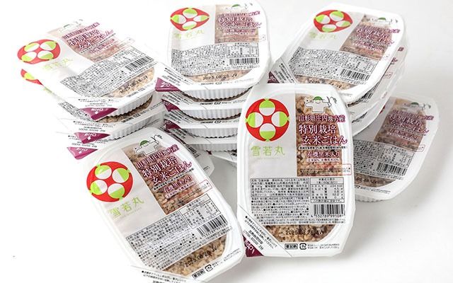 【ふるプレ限定品】雪若丸 特別栽培玄米 パックごはん 6個 パック ライス  有機黒米入 健康 ダイエット 備蓄 保存食 防災 簡単レンジ 温めるだけ 湯煎調理