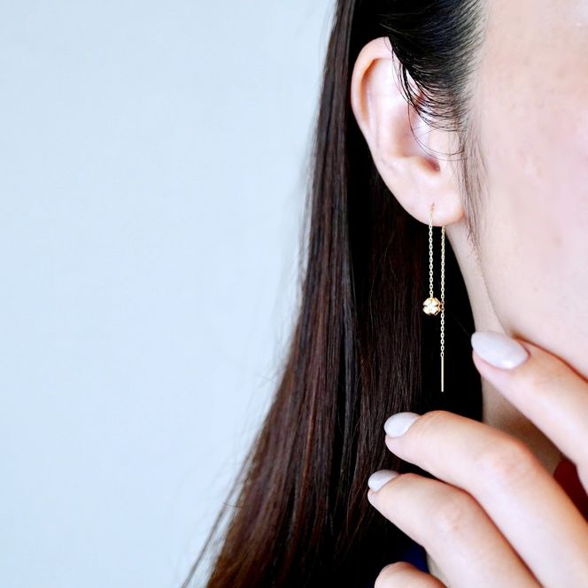 K18(18金) イエローゴールド 地金 クローバー チェーン ピアス シンプル 幸運 希望 幸福 愛情 健康 保証書付 KO-0072 242-036-a