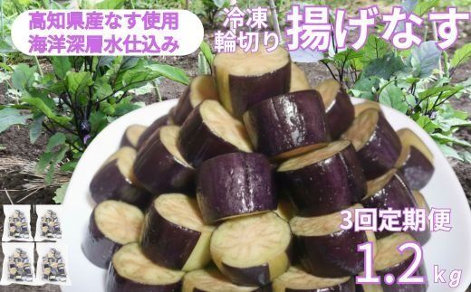 《 定期便/全３回 》 揚げナス 合計3.6kg【輪切り】海洋深層水仕込みのナス使用 カット済 揚げなす 野菜 やさい ナス なす 茄子 生産量日本一 高知 室戸 惣菜 便利 用途 豊富 カット野菜 調理 ハウス栽培 小分け 頒布会