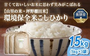 山の湧き水 寒暖差 山里 山里の米･坪野米 R8年産 環境保全米こしひかり 15kg　※北海道・沖縄・離島への配送不可 ※2026年10月～発送