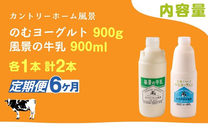 【定期6ヶ月】のむヨーグルト900g 風景の牛乳900ml 各1本 SKB093