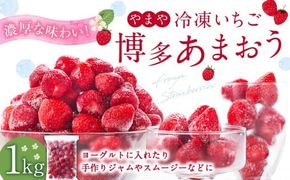 やまや 【濃厚な味わい！】 冷凍いちご 博多あまおう 1kg ／ 冷凍苺 あまおう 苺 いちご イチゴ 果物 果実 フルーツ 九州 福岡県 香春町 冷凍