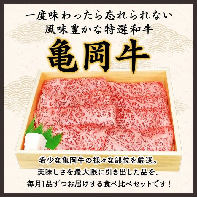 【全6回定期便】亀岡牛 定期便 亀岡牛専門店が厳選 お楽しみ 食べ比べ セット ≪冷凍 焼肉 すき焼き サーロイン ステーキ ローストビーフ 赤身 もも 肉 牛肉 国産牛 黒毛和牛 肉定期便 京都 丹波 BBQ 人気 おすすめ≫ ※離島への配送不可