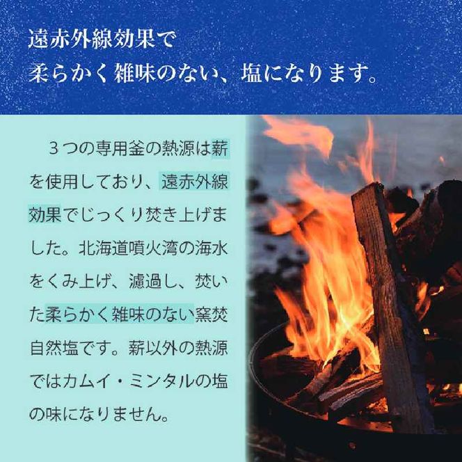 「 カムイ・ミンタルの 塩 」淡雪瓶入り 50g×2個 (箱入) ＜北のハイグレード2023受賞＞ 調味料 海塩 お塩 味付け 料理 調理 食卓 海水100％ 雑味がない 希少 希少な塩 付け塩 