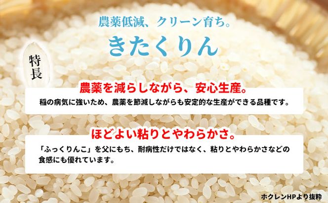 北海道赤平産 きたくりん 10kg (5kg×2袋) 特別栽培米 【3回お届け】 精米 米 北海道 定期便 お米 