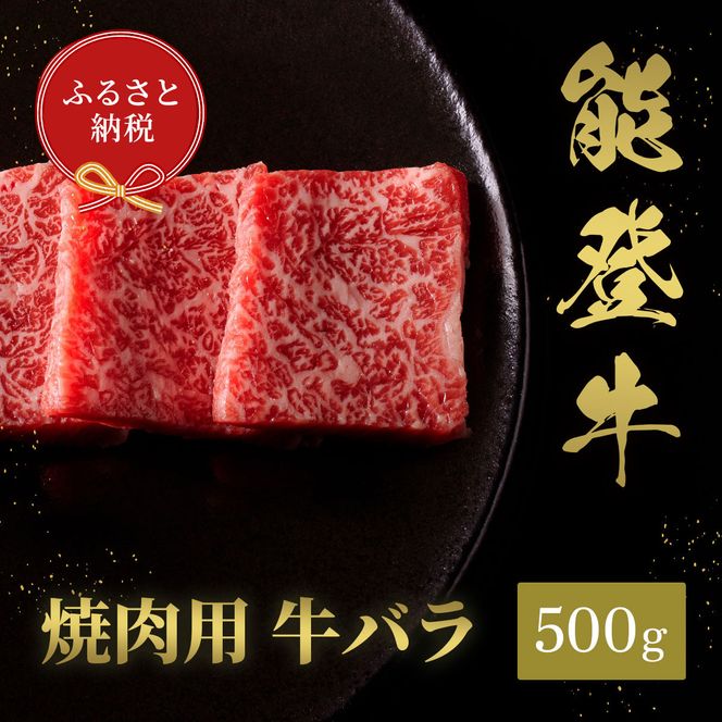 肉【和牛セレブ】能登牛　牛バラ 焼肉 500g 黒毛和牛 霜降り ギフト 石川県 能美市 172111_DB038