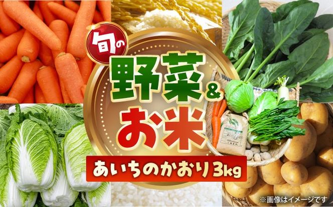 愛西市産 あいちのかおり3kgと旬の季節野菜詰め合わせ お米 精米 野菜 愛西市 / お米の三輪[AECM001]