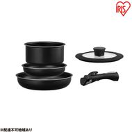 フライパン セット ih アイリスオーヤマ 鍋 5点セット NTF-SEI5 ブラックメタリック 取っ手が外せるフライパン なべ IH対応 ガス火 ダイヤモンドコーティング 調理器具 調理用品 家電 新生活