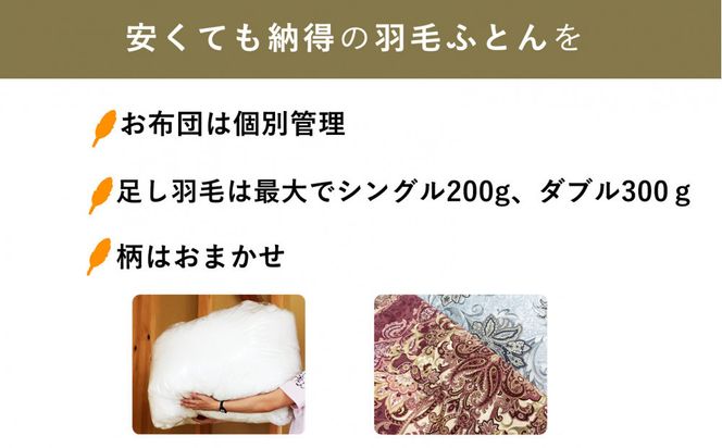 羽毛布団 打ち直し リフォーム シングル→シングルTTC生地 322032_BD043