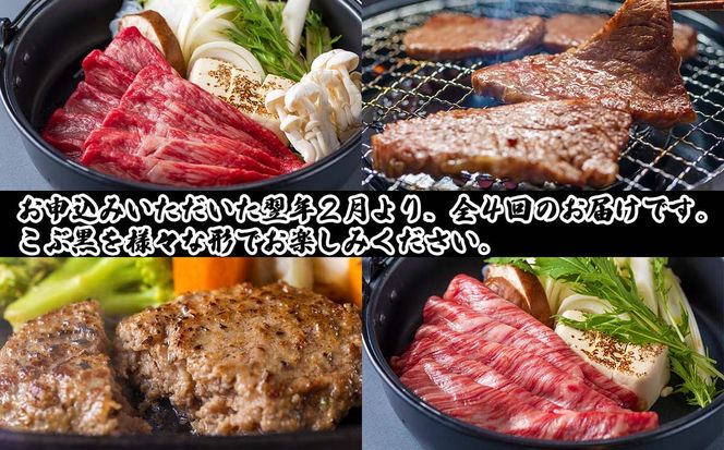 ＜定期便4回＞ 北海道産 黒毛和牛 こぶ黒 A5 贅沢 わくわく 定期便 ＜LC＞