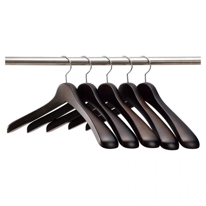 NAKATA HANGER メンズジャケットハンガー SET-01N 5本 スモークブラウン / ハンガー 国産 木製 中田工芸製 ナカタハンガー 紳士服 メンズ スーツ ジャケット ジャケットハンガー クローゼット 収納