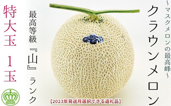 ★発送月選択できる返礼品★ 『クラウンメロン（山等級）特大玉  1玉』 ギフト箱入り メロン 人気 厳選 ギフト 贈り物 デザート グルメ  袋井市