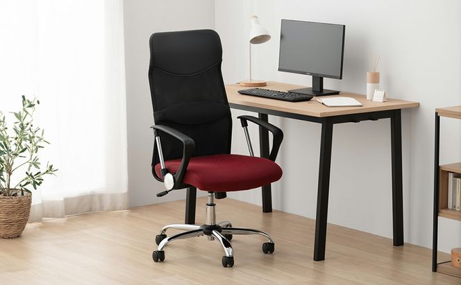 オフィスチェア 椅子 メッシュバックチェア ハイバック OFC-MBHR ボルドー アイリスオーヤマ メッシュ メッシュ チェア リクライニング コンパクト 肘付きイス いす おしゃれ デスクチェア