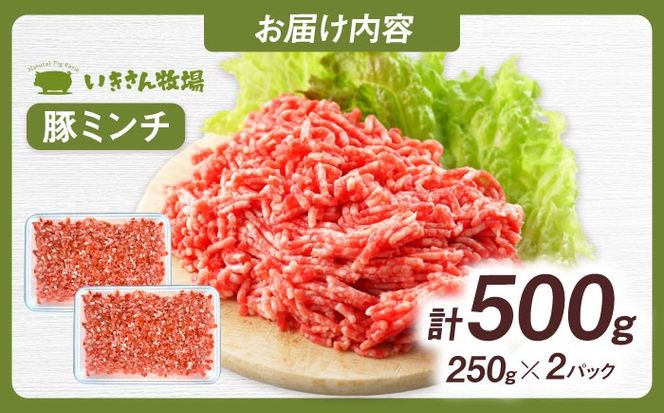 一貴山豚 ミンチ 計500g(250g×2p) 糸島市 / いきさん牧場 豚肉 冷凍[AGB052] 豚肉 豚 ブランド豚 一貴山豚 ポーク ミンチ ひき肉 挽き肉 肉 250g