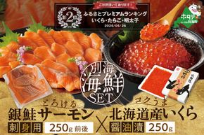 ランキング第2位獲得！サーモン ･ いくら 海鮮セット 刺身用サーモン 250g + 北海道産醤油いくら250g