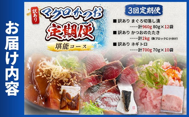 【12回定期便】マグロ かつお堪能定期便 - 訳あり マグロ 鮪 カツオ 鰹 漬けマグロ たたき ネギトロ 配送回数 定期便 小分け 海鮮 魚介 冷凍食品 加工品 海鮮丼 刺身 株式会社大熊 高知県 香南市 冷凍 Wda-0058