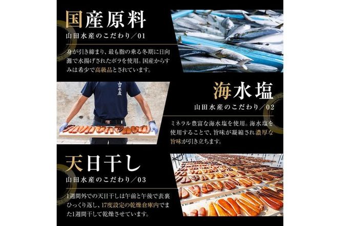 国産 からすみ (3本) カラスミ ボラ 珍味 魚卵 冷凍 おつまみ 大分県 佐伯市【HX002】【山田水産(株)】