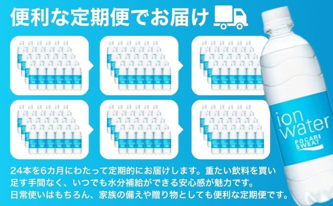 イオンウォーター 定期便 6ヶ月 500ml 24本 大塚製薬 ポカリスエット ポカリ スポーツドリンク イオン飲料 スポーツ トレーニング アウトドア 熱中症対策 健康 6回 