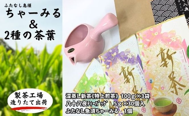 ふたなし急須「ちゃーみる」　特選　深蒸し新茶《特上煎茶》と八十八夜ティーバッグ　