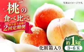 【2027年6月〜発送】【2回定期便】南島原の桃を食べ比べ 化粧箱入り 計2kg 日川白鳳 夢富士 あかつき なつっこ / 桃 もも ハウス桃 フルーツ 果物 / 南島原市 / ふくはちファーム[SBS001]