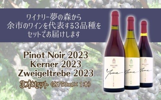 【数量限定】余市「ワイナリー夢の森」ワイン3本セット_Y034-0112