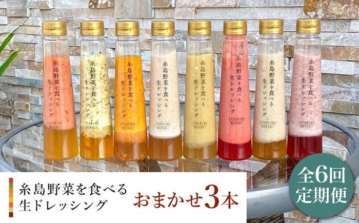 [ 全6回 定期便 ] 糸島 野菜 を 食べる 生 ドレッシング お任せ 3本 セット [糸島][糸島正キ] [AQA012] ドレッシング セット ボトル ギフト 無添加 人気 野菜 にんじん 玉ねぎ