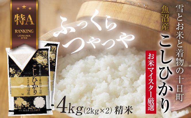 魚沼産 コシヒカリ 2kg ×2袋 計4kg お米 こしひかり 新潟 （お米の美味しい炊き方ガイド付き） 精米 ご飯 ブランド米 銘柄米 