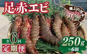 099Z387 【定期便】足赤エビ 250g×全6回 計1.5kg【国産 えび 天然 ぷりぷり 海鮮 水揚げ 生食可】