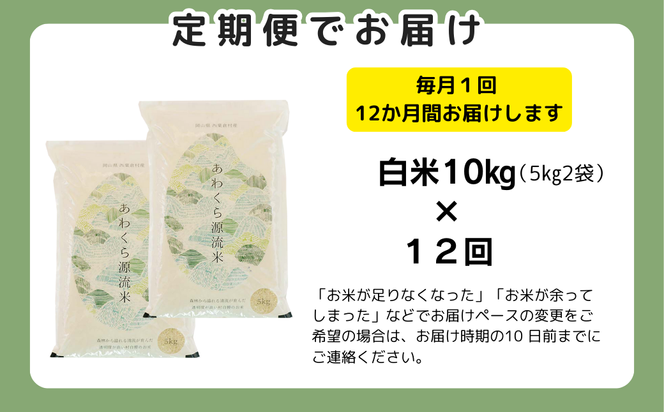 【12回定期便】白米 10kg 令和6年産 あきたこまち 岡山 あわくら源流米 K-bg-DDCA