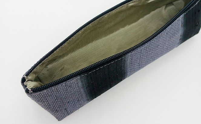 ペンポーチ ぜんまい紬 灰色 雑貨 日用品 文房具 