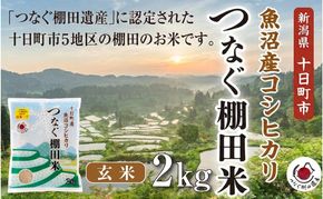 玄米2kg 令和7年産新潟県十日町市魚沼産コシヒカリ「つなぐ棚田米」 米 こしひかり 玄米 十日町市