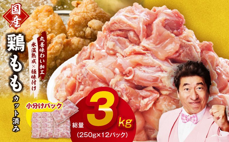 mrz0107 [カット済み]国産 鶏肉もも 3kg[氷温熟成×極味付け 小分け 250g×12P とり もも 簡単調理 唐揚げ 親子丼 家計応援]
