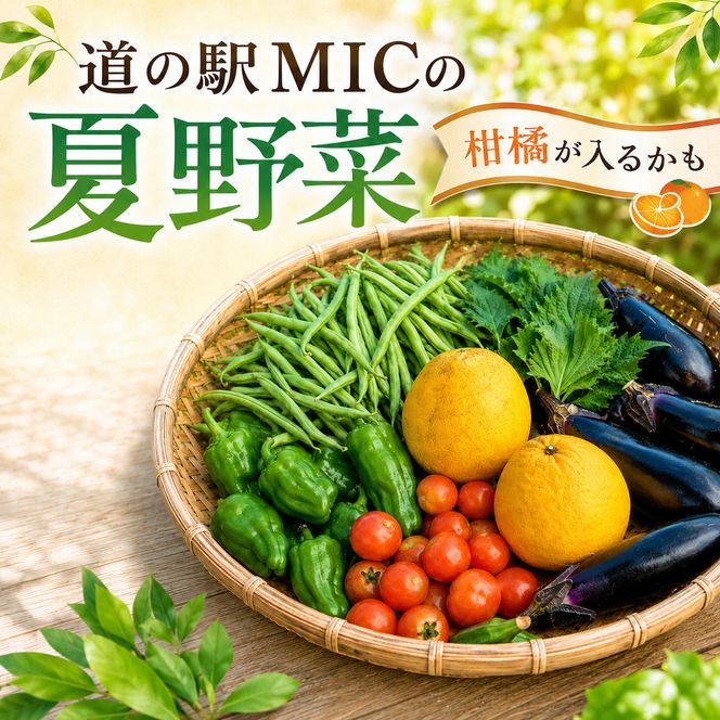 愛南町 旬 の 夏野菜 セット 柑橘 入りの場合も 最低3～4種類 野菜 サラダ 新鮮 葉物 根菜 香味 定番野菜 河内晩柑 かわちばんかん なす ピーマン 愛媛 愛南 愛南総研 道の駅MIC