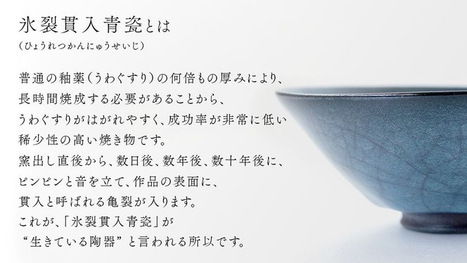 【氷裂貫入青瓷】抹茶茶碗 （小野寺裕司 作） 径14.3cm×高さ5.6cm ｜ 茶碗 湯飲み 夫婦湯飲み 陶器 陶芸 お茶 食器 [EW53-NT]