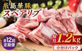 【全12回定期便】【 バーベキュー / 煮込み用 】 約1.2kg 糸島華豚 スペアリブ 糸島市 / 糸島ミートデリ工房 [ACA331] 