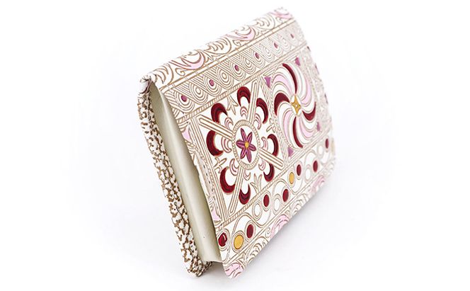 【文庫屋大関】箱まち小銭入れ　錦紗＜ピンク＞【皮革工芸品】 ファッション小物 財布 民芸品 