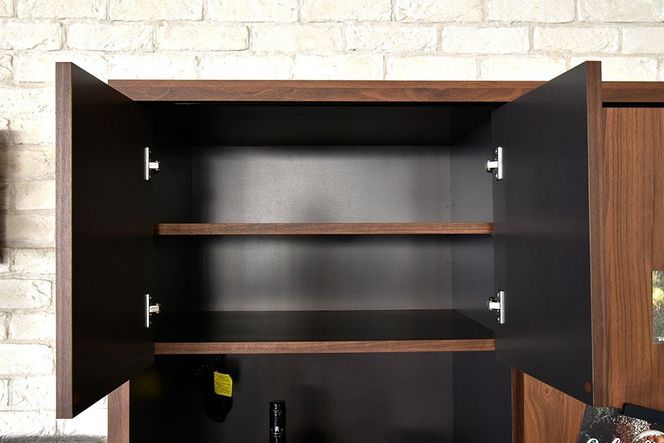 ナヴール 120 キッチンボード BR【ブラウン スライド扉 大容量 食器収納 磁石対応 収納】(H062370)