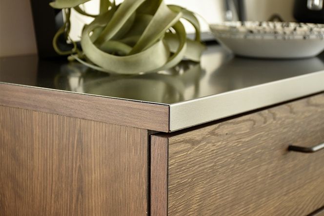 グラーデ 80 カウンター 引出 BR【ブラウン 完成品 特殊鋼板 引出収納 耐熱 耐傷 作業台】(H062347)