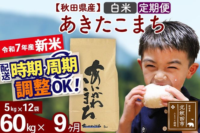 ※令和7年産 新米※《定期便9ヶ月》秋田県産 あきたこまち 60kg【白米】(5kg小分け袋) 2025年産 お届け時期選べる お届け周期調整可能 隔月に調整OK お米 藤岡農産|foap-11309