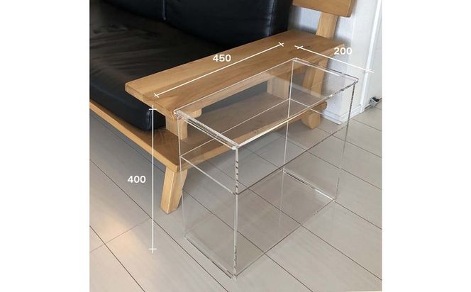 棚付きアクリルサイドテーブル　1台　川崎市自社工場一貫生産品 141305_MH13
