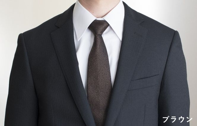G3767 シルクネクタイ（杢柄　ブラウン）