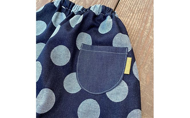 「大きなドット」児島デニムのサルエルパンツ（約100センチ） ファッション 子供服 キッズ 