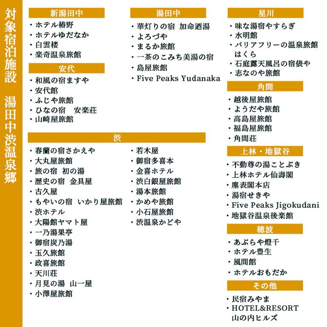 山ノ内町内宿泊補助券（6枚）1年間有効 30,000円分 旅行 宿泊券 ホテル 旅館 チケット 宿泊 補助券 志賀高原 湯田中渋温泉郷 北志賀高原 地獄谷野猿公苑  温泉 ギフト 自然 観光 長野県 信州 冬 スキー