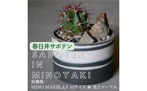 多治見市×春日井市コラボ 【美濃焼】 MINO MAKELAY Mサイズ 鉢 黒土マーブル ×【日本有数のサボテン産地】 春日井市の名店 後藤サボテン