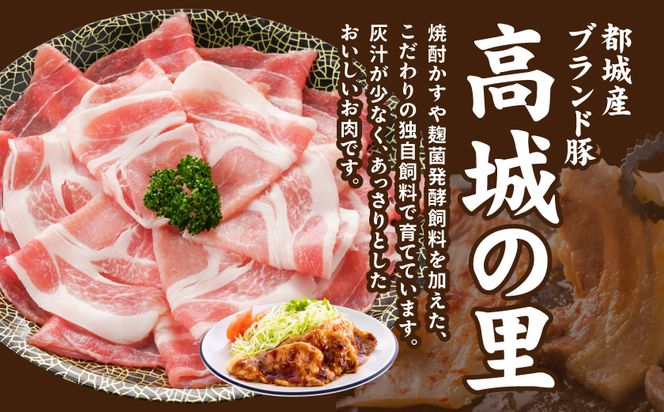 「高城の里」わくわく1.5kgセット(真空)≪みやこんじょ快速便≫_12-8408-s-R_(都城市) リピーター続出！！ 豚肉 都城産豚 高城の里 しゃぶしゃぶ バラ 焼肉 切り落とし 肩ローススライス ロース とんかつ  ブランド豚